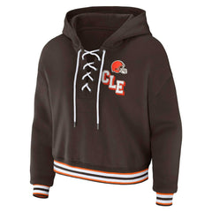 Cleveland Browns  WEAR by Erin Andrews Women's Plus Size Lace-Up Pullover Hoodie