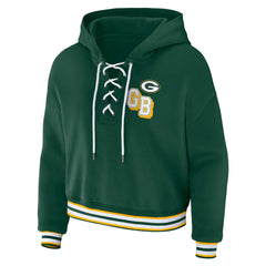 Green Bay Packers  WEAR by Erin Andrews Women's Plus Size Lace-Up Pullover Hoodie