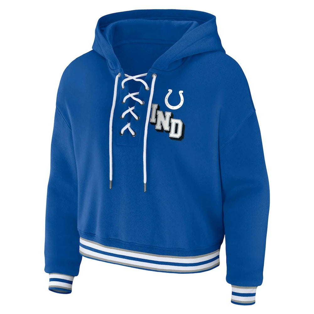 Indianapolis Colts  WEAR by Erin Andrews Women's Plus Size Lace-Up Pullover Hoodie