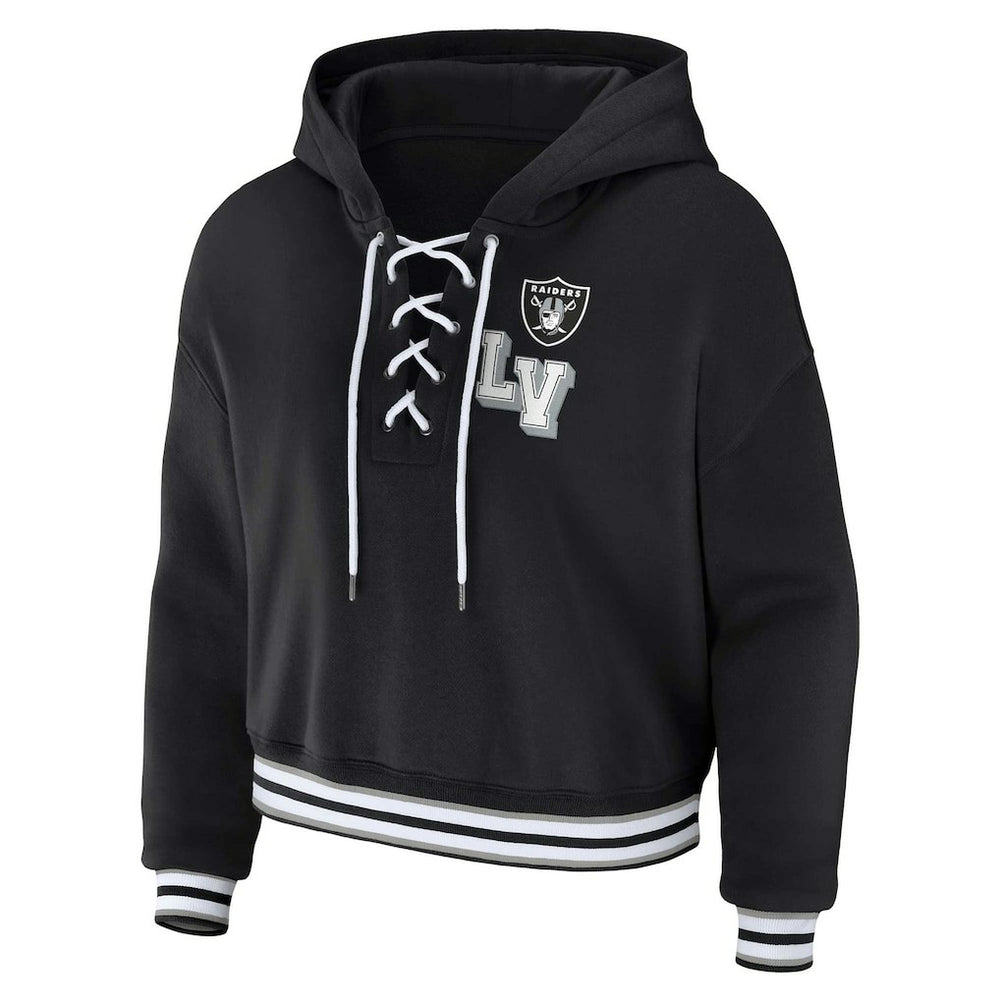 Las Vegas Raiders  WEAR by Erin Andrews Women's Plus Size Lace-Up Pullover Hoodie