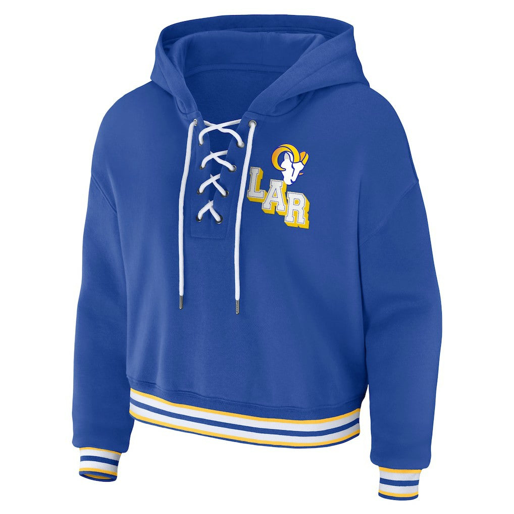 Los Angeles Rams  WEAR by Erin Andrews Women's Plus Size Lace-Up Pullover Hoodie