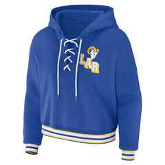 Los Angeles Rams  WEAR by Erin Andrews Women's Plus Size Lace-Up Pullover Hoodie