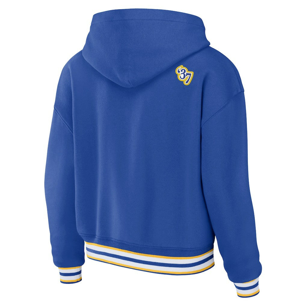 Los Angeles Rams  WEAR by Erin Andrews Women's Plus Size Lace-Up Pullover Hoodie