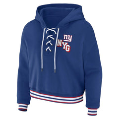 New York Giants  WEAR by Erin Andrews Women's Plus Size Lace-Up Pullover Hoodie