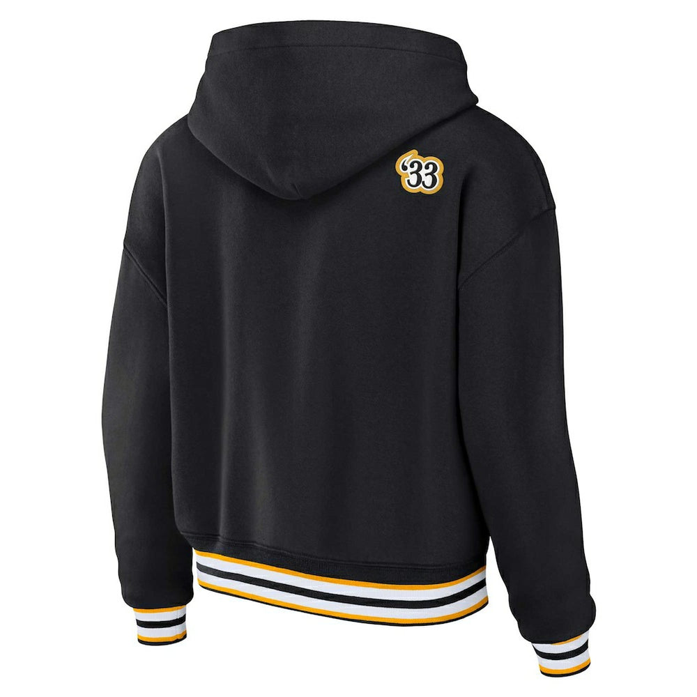 Pittsburgh Steelers  WEAR by Erin Andrews Women's Plus Size Lace-Up Pullover Hoodie