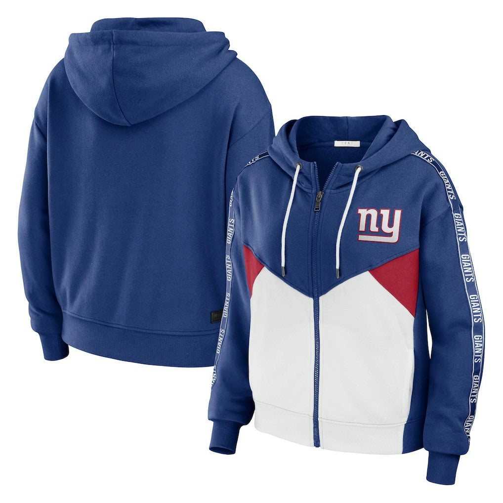 New York Giants  WEAR by Erin Andrews Women's Plus Size Color Block Full-Zip Hoodie