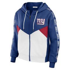 New York Giants  WEAR by Erin Andrews Women's Plus Size Color Block Full-Zip Hoodie