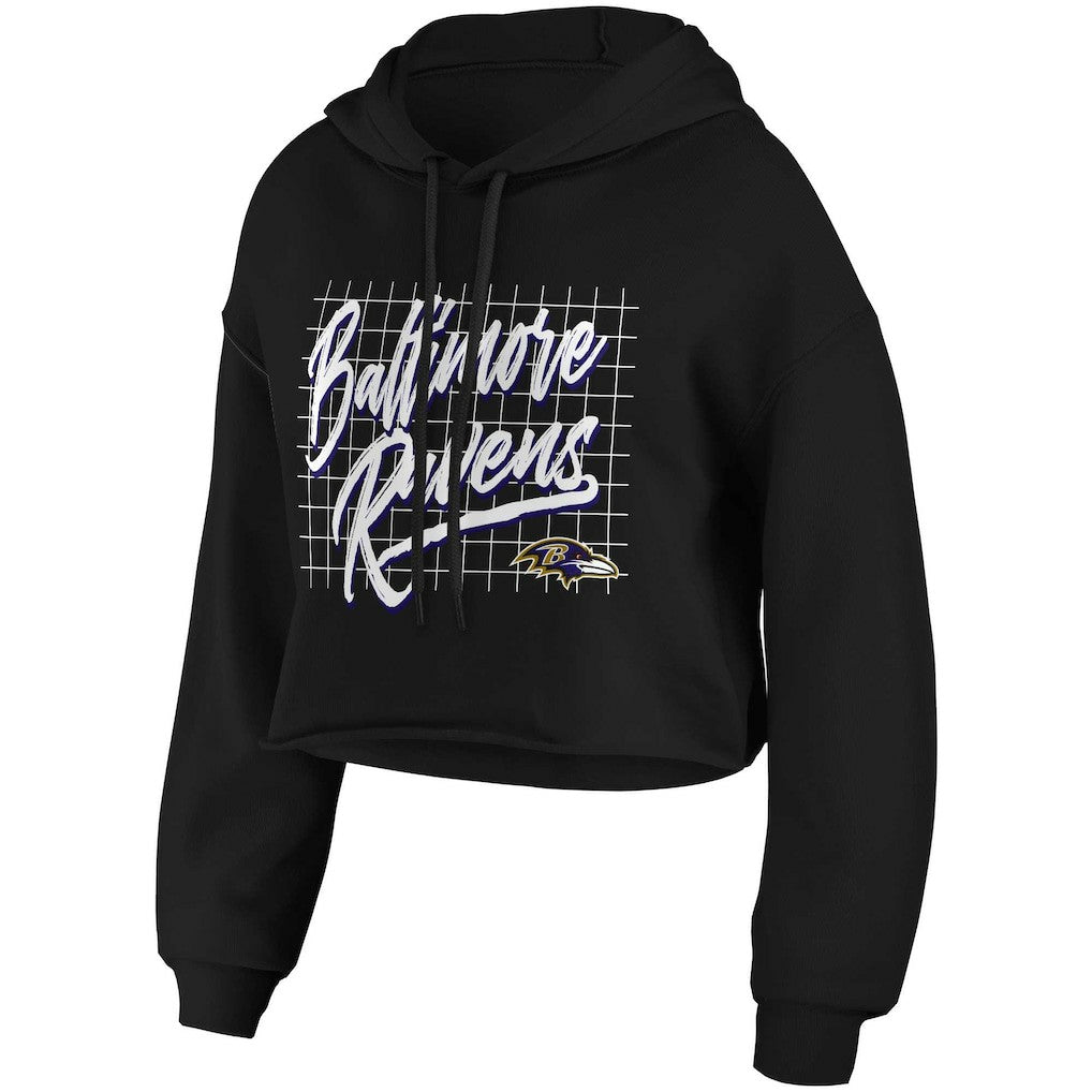 Baltimore Ravens  WEAR by Erin Andrews Women's Domestic Cropped Pullover Hoodie