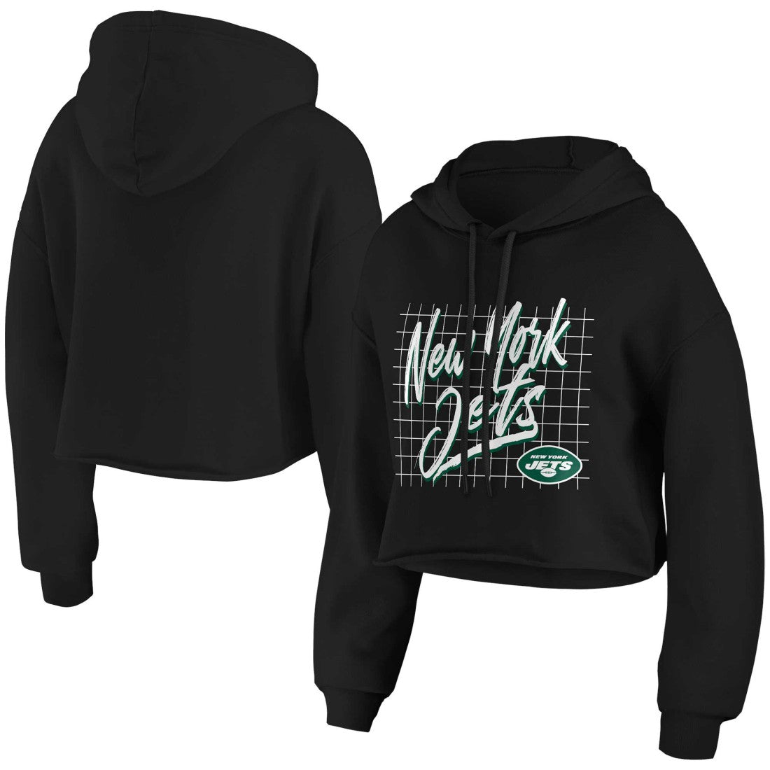 New York Jets  WEAR by Erin Andrews Women's Domestic Cropped Pullover Hoodie