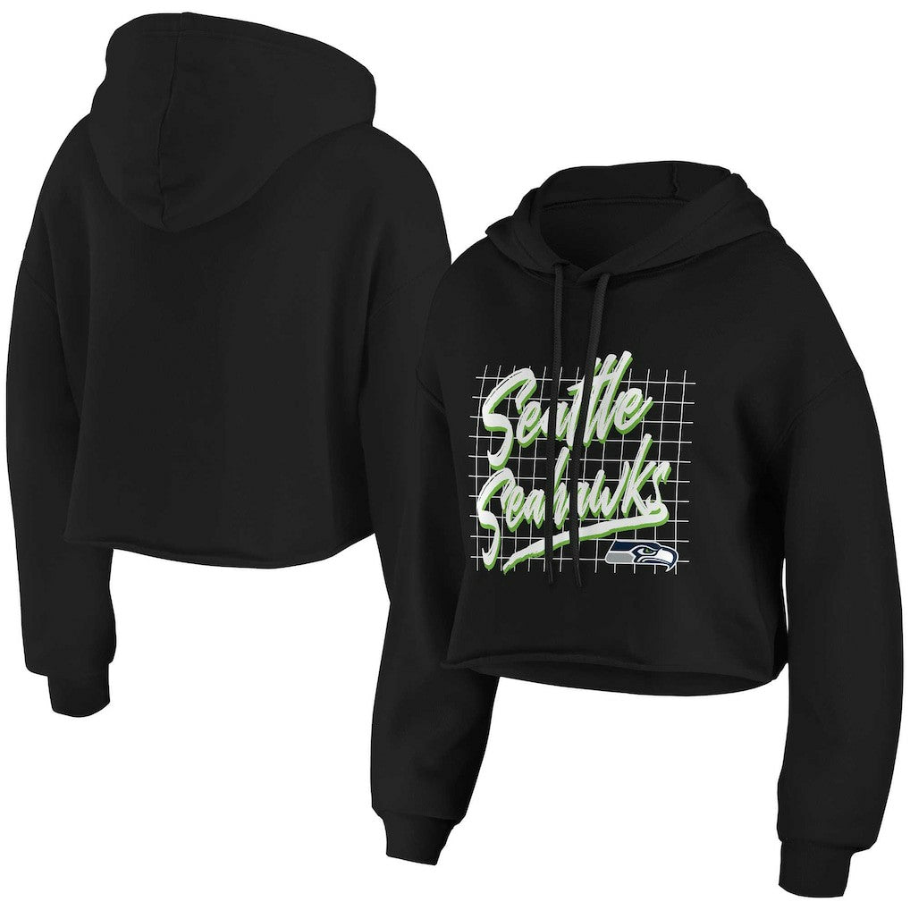 Seattle Seahawks  WEAR by Erin Andrews Women's Domestic Cropped Pullover Hoodie