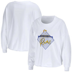 Los Angeles Rams  WEAR by Erin Andrews Women's Domestic Cropped Long Sleeve T-Shirt