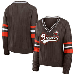 Cleveland Browns  WEAR by Erin Andrews Women's Throwback V-Neck Sweater