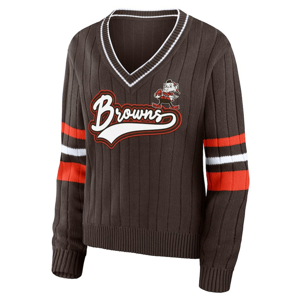 Cleveland Browns  WEAR by Erin Andrews Women's Throwback V-Neck Sweater