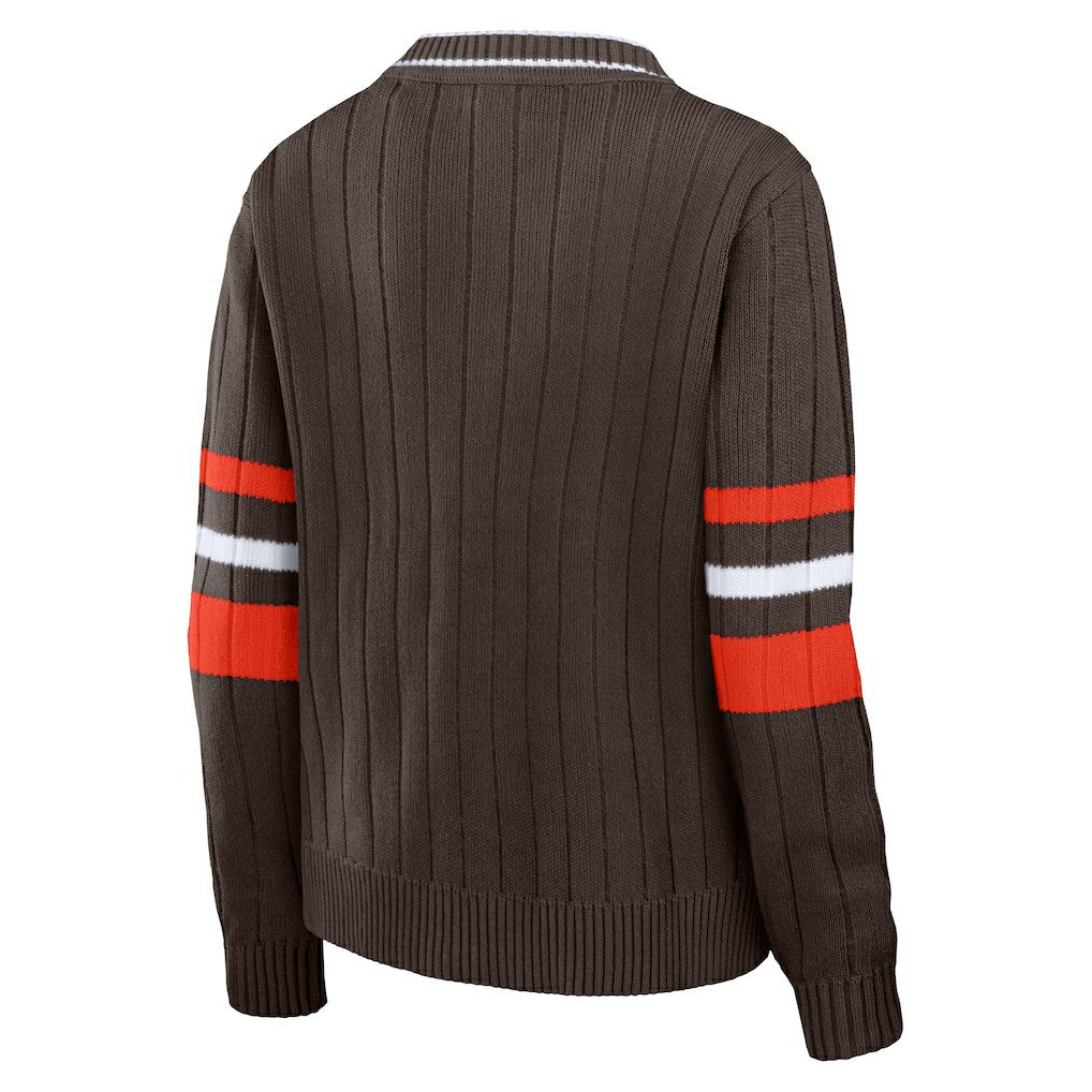 Cleveland Browns  WEAR by Erin Andrews Women's Throwback V-Neck Sweater