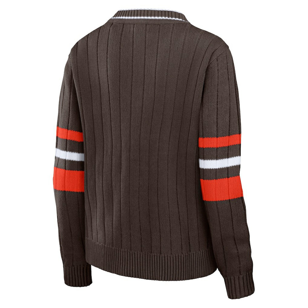 Cleveland Browns  WEAR by Erin Andrews Women's Throwback V-Neck Sweater
