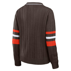 Cleveland Browns  WEAR by Erin Andrews Women's Throwback V-Neck Sweater
