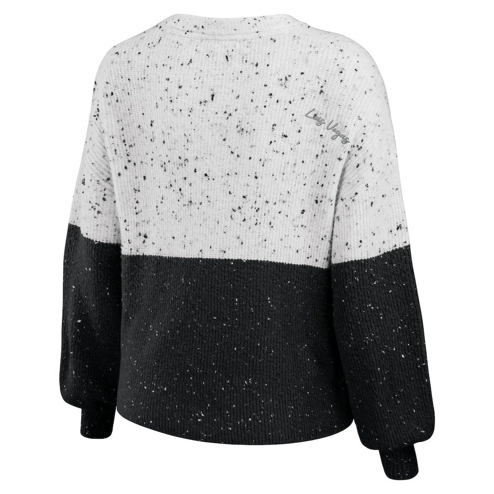 Las Vegas Raiders  WEAR by Erin Andrews Women's Lighweight Modest Crop Color-Block Pullover Sweater