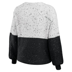 Las Vegas Raiders  WEAR by Erin Andrews Women's Lighweight Modest Crop Color-Block Pullover Sweater