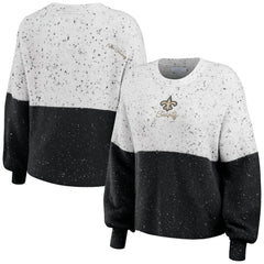 New Orleans Saints  WEAR by Erin Andrews Women's Lighweight Modest Crop Color-Block Pullover Sweater