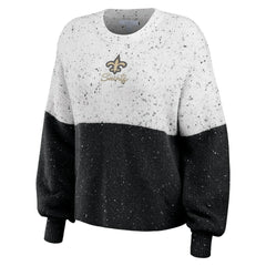 New Orleans Saints  WEAR by Erin Andrews Women's Lighweight Modest Crop Color-Block Pullover Sweater