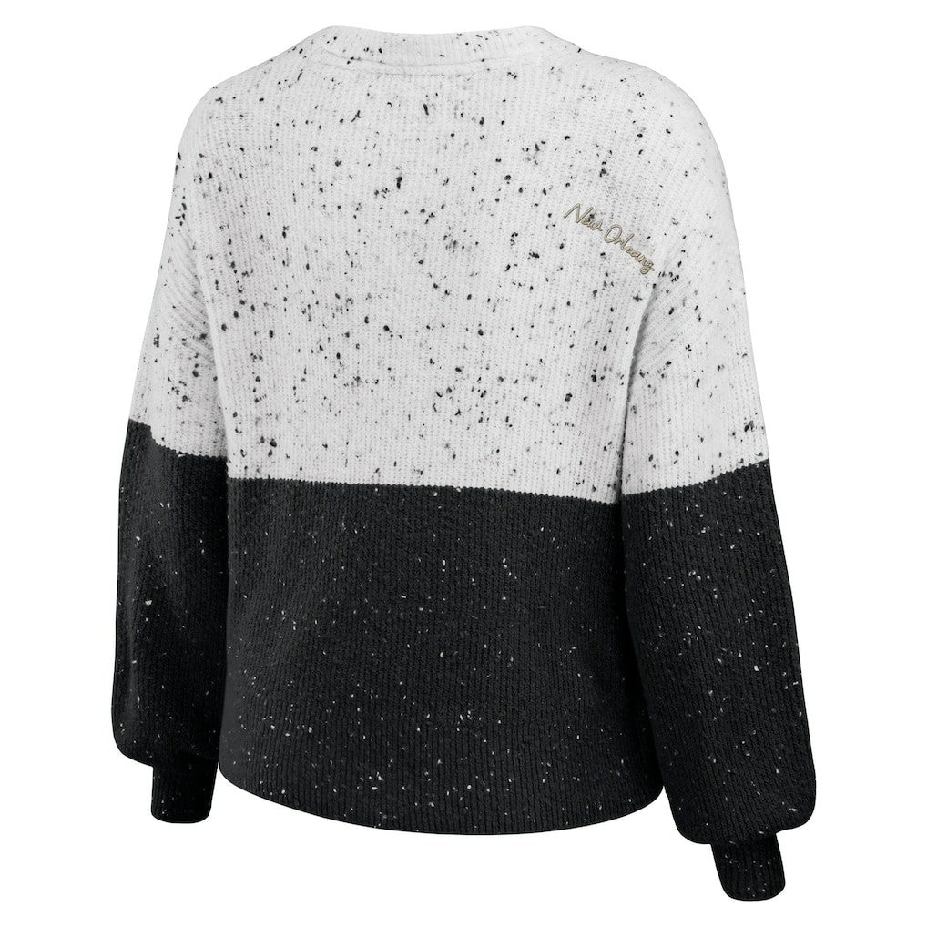 New Orleans Saints  WEAR by Erin Andrews Women's Lighweight Modest Crop Color-Block Pullover Sweater