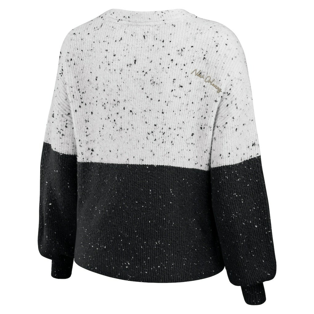 New Orleans Saints  WEAR by Erin Andrews Women's Lighweight Modest Crop Color-Block Pullover Sweater
