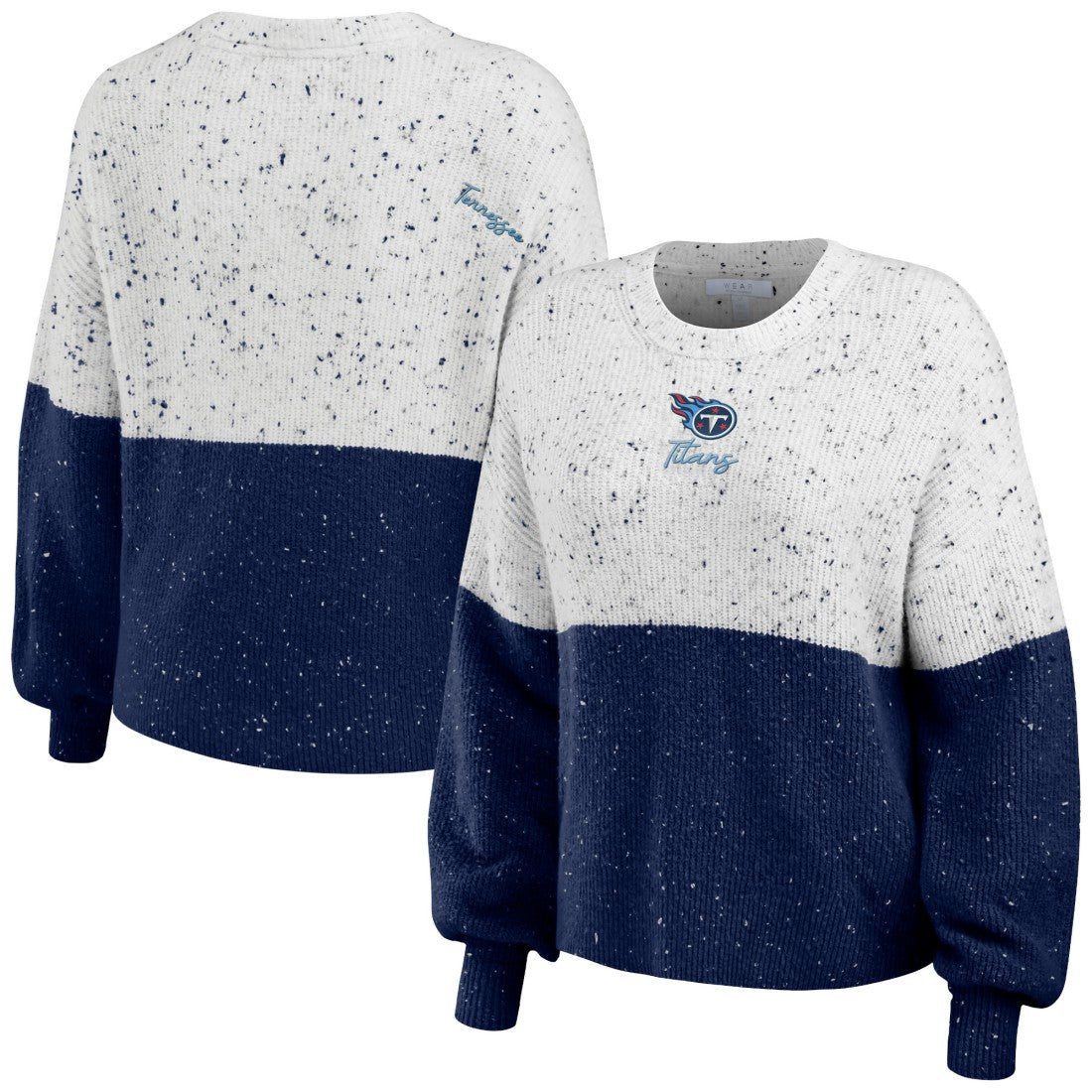 Tennessee Titans  WEAR by Erin Andrews Women's Lighweight Modest Crop Color-Block Pullover Sweater