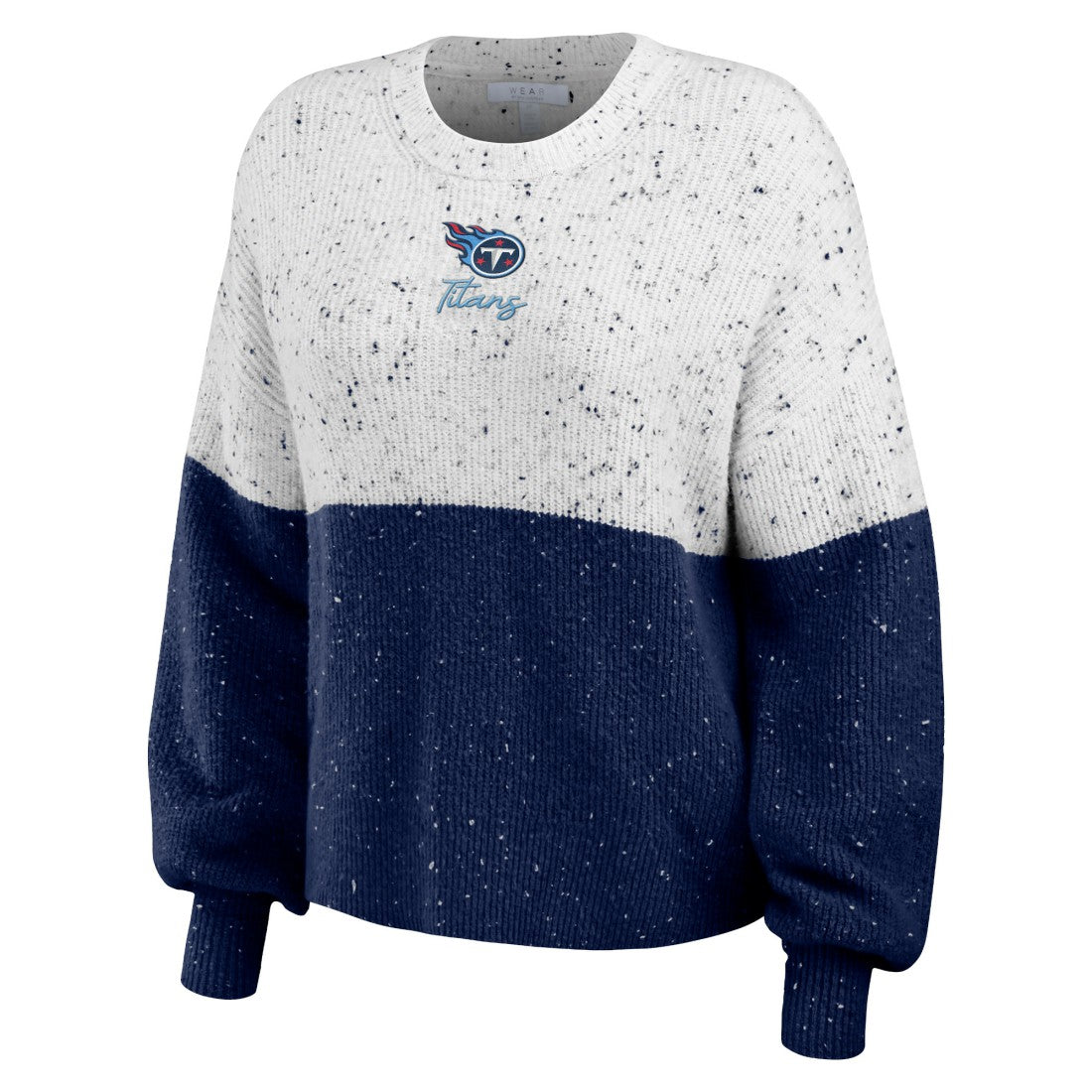 Tennessee Titans  WEAR by Erin Andrews Women's Lighweight Modest Crop Color-Block Pullover Sweater