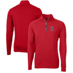 Boston Red Sox Cutter & Buck Adapt Eco Knit Stretch Recycled Quarter-Zip Pullover Top | MLB New