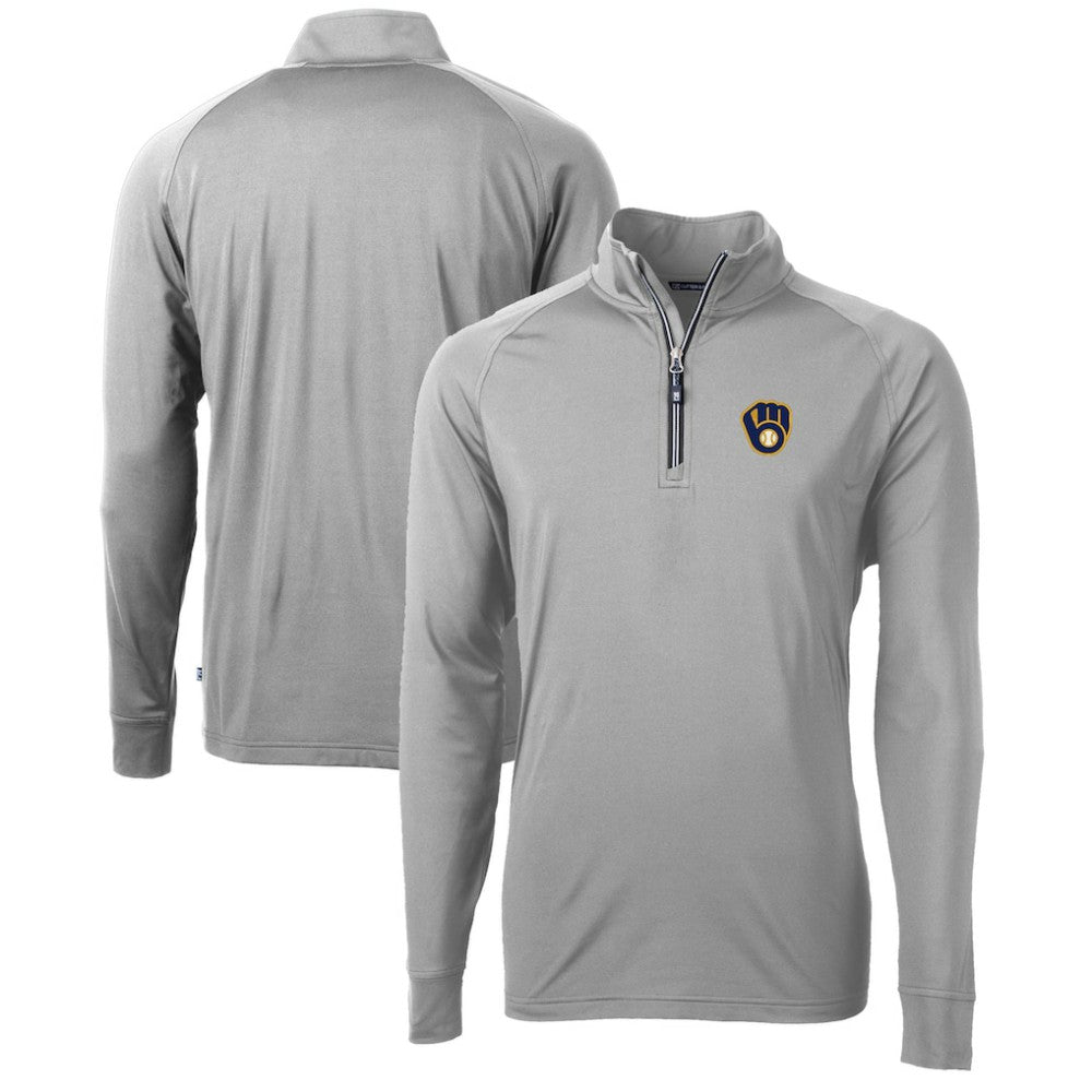 Milwaukee Brewers Cutter & Buck Adapt Eco Knit Stretch Recycled Quarter-Zip Pullover Top | MLB Sale