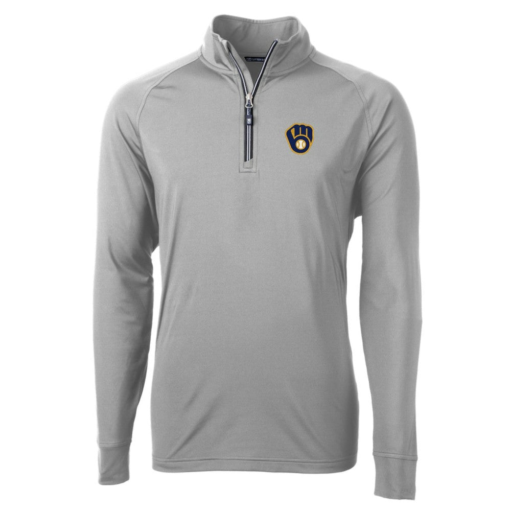 Milwaukee Brewers Cutter & Buck Adapt Eco Knit Stretch Recycled Quarter-Zip Pullover Top | MLB Sale