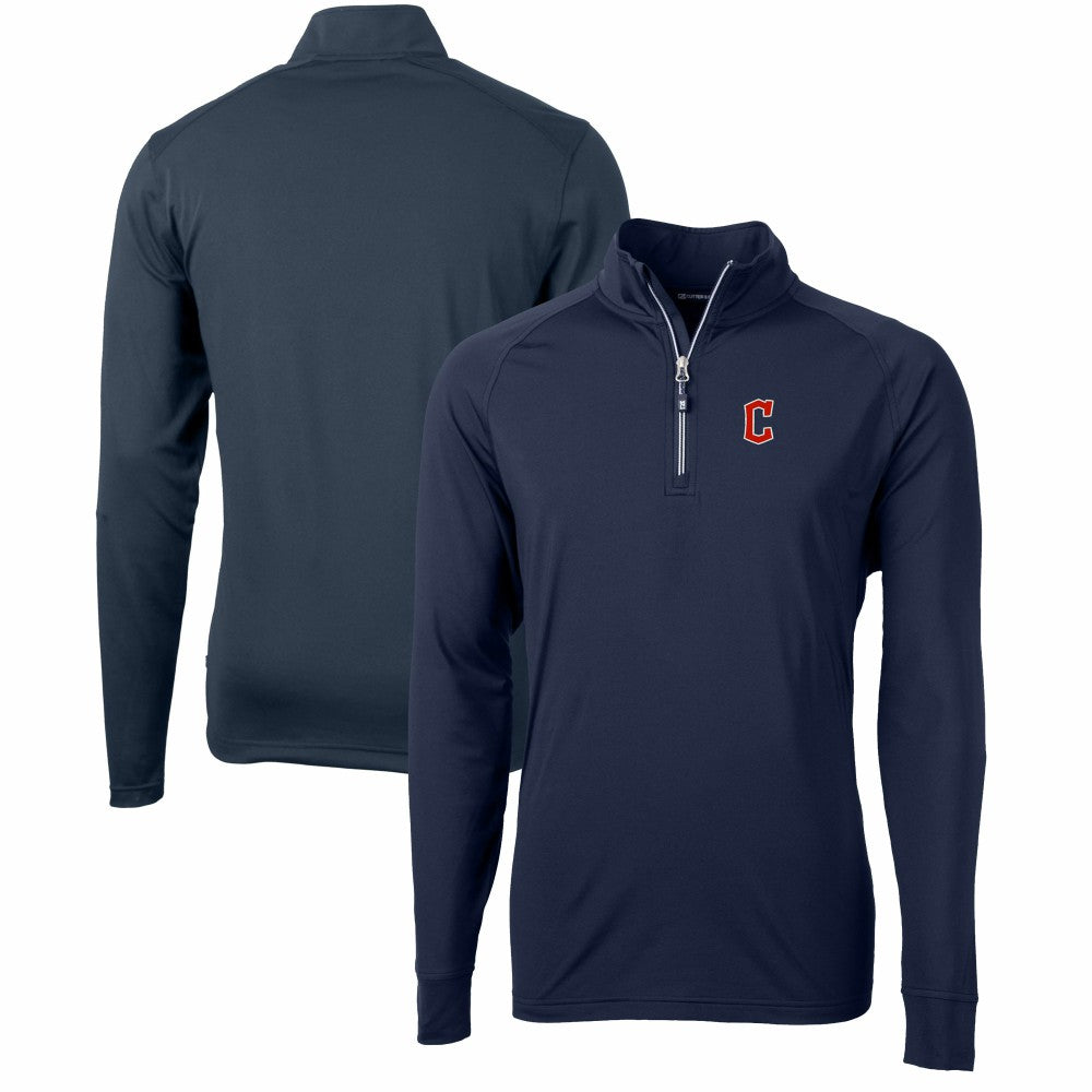 Cleveland Guardians Cutter & Buck Adapt Eco Knit Stretch Recycled Quarter-Zip Pullover Top | MLB New