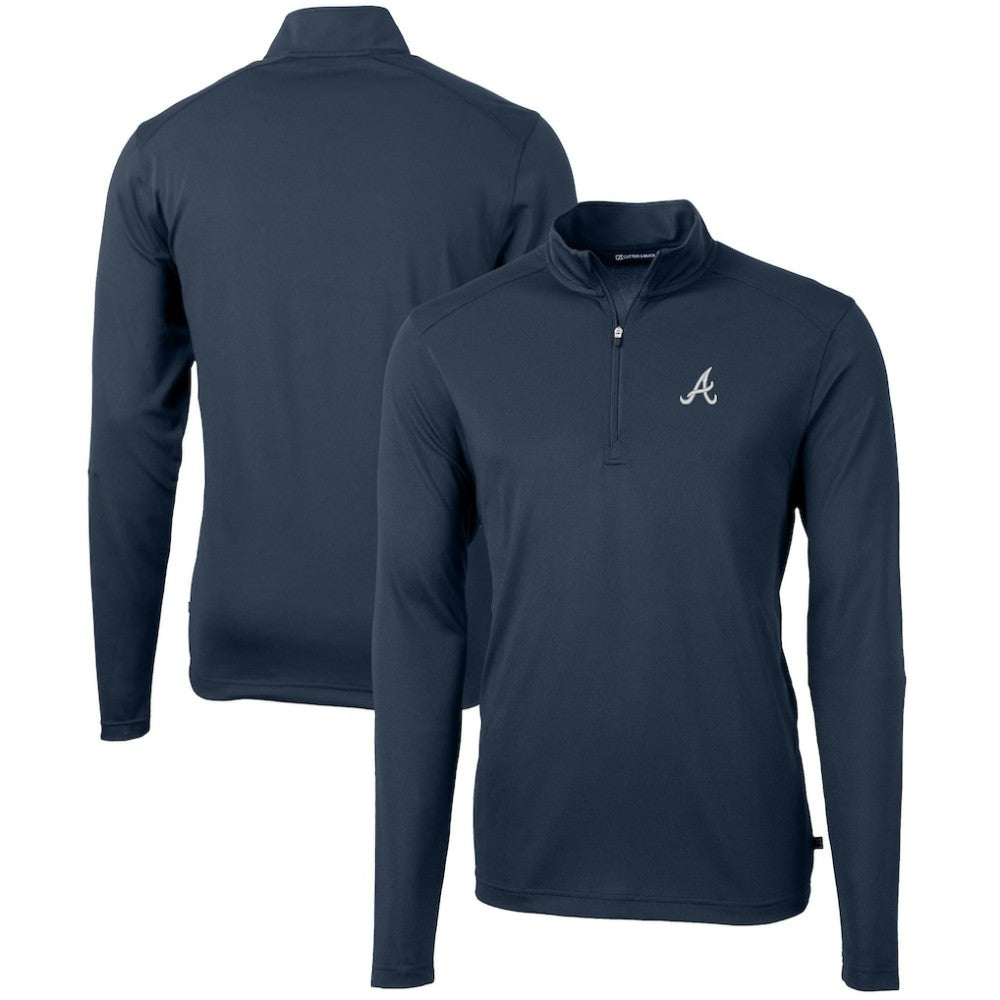 Atlanta Braves Cutter & Buck Virtue Eco Pique Recycled Quarter-Zip Pullover Top | MLB Shop