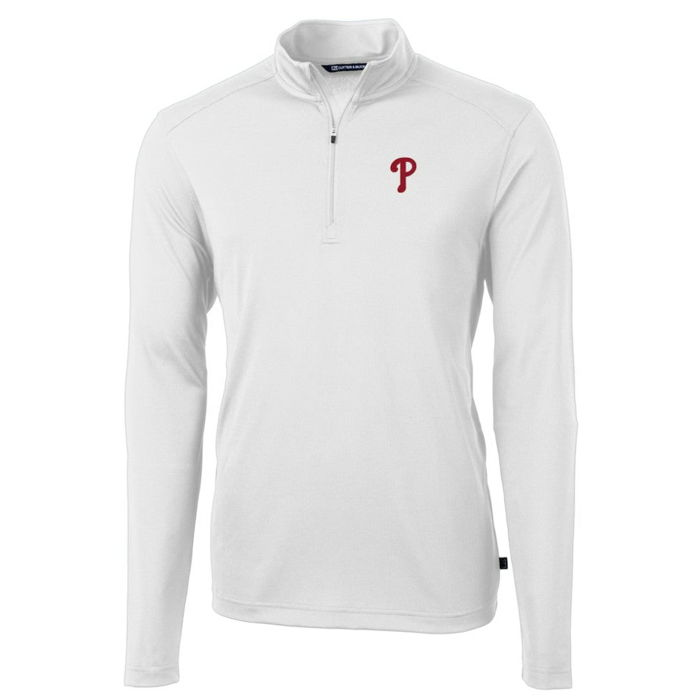 Philadelphia Phillies Cutter & Buck Virtue Eco Pique Recycled Quarter-Zip Pullover Top | MLB US