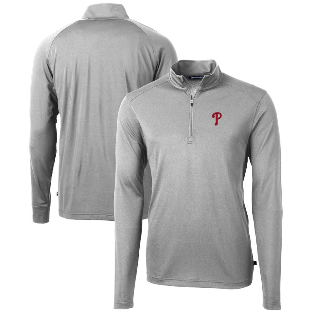 Philadelphia Phillies Cutter & Buck Virtue Eco Pique Recycled Quarter-Zip Pullover Top | MLB Outlet