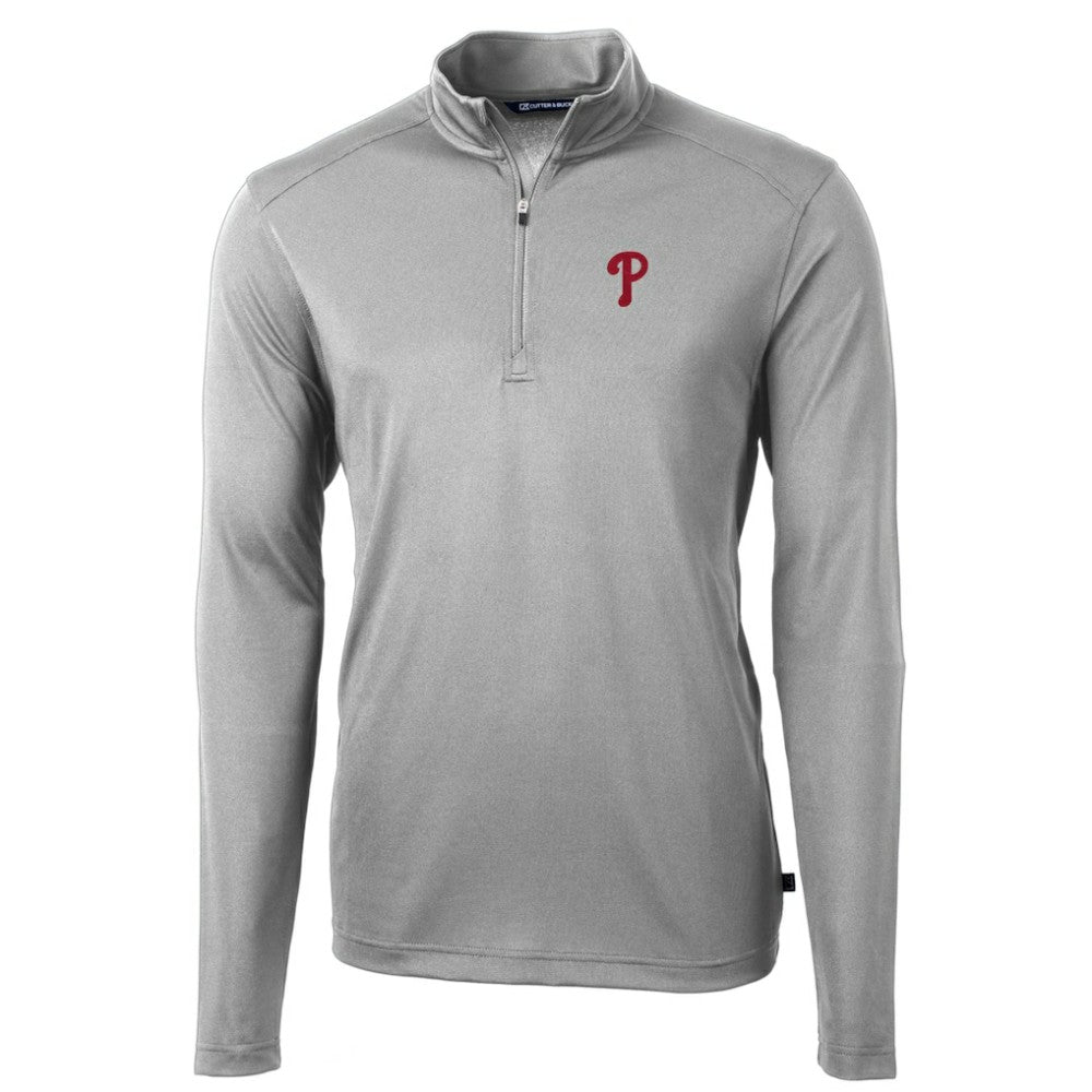 Philadelphia Phillies Cutter & Buck Virtue Eco Pique Recycled Quarter-Zip Pullover Top | MLB Outlet