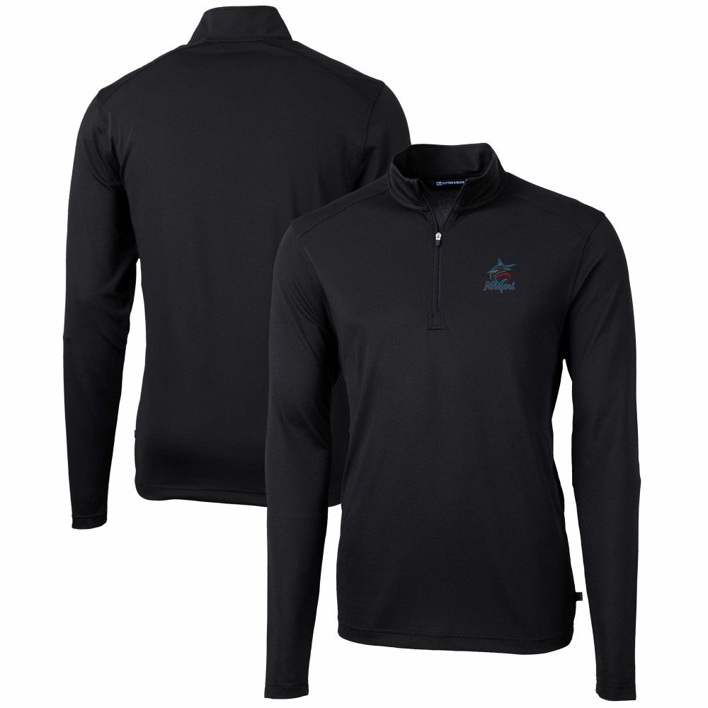 Miami Marlins Cutter & Buck Virtue Eco Pique Recycled Quarter-Zip Pullover Top | MLB Discount