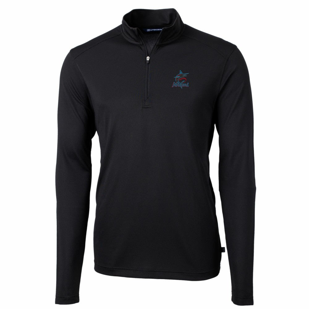 Miami Marlins Cutter & Buck Virtue Eco Pique Recycled Quarter-Zip Pullover Top | MLB Discount