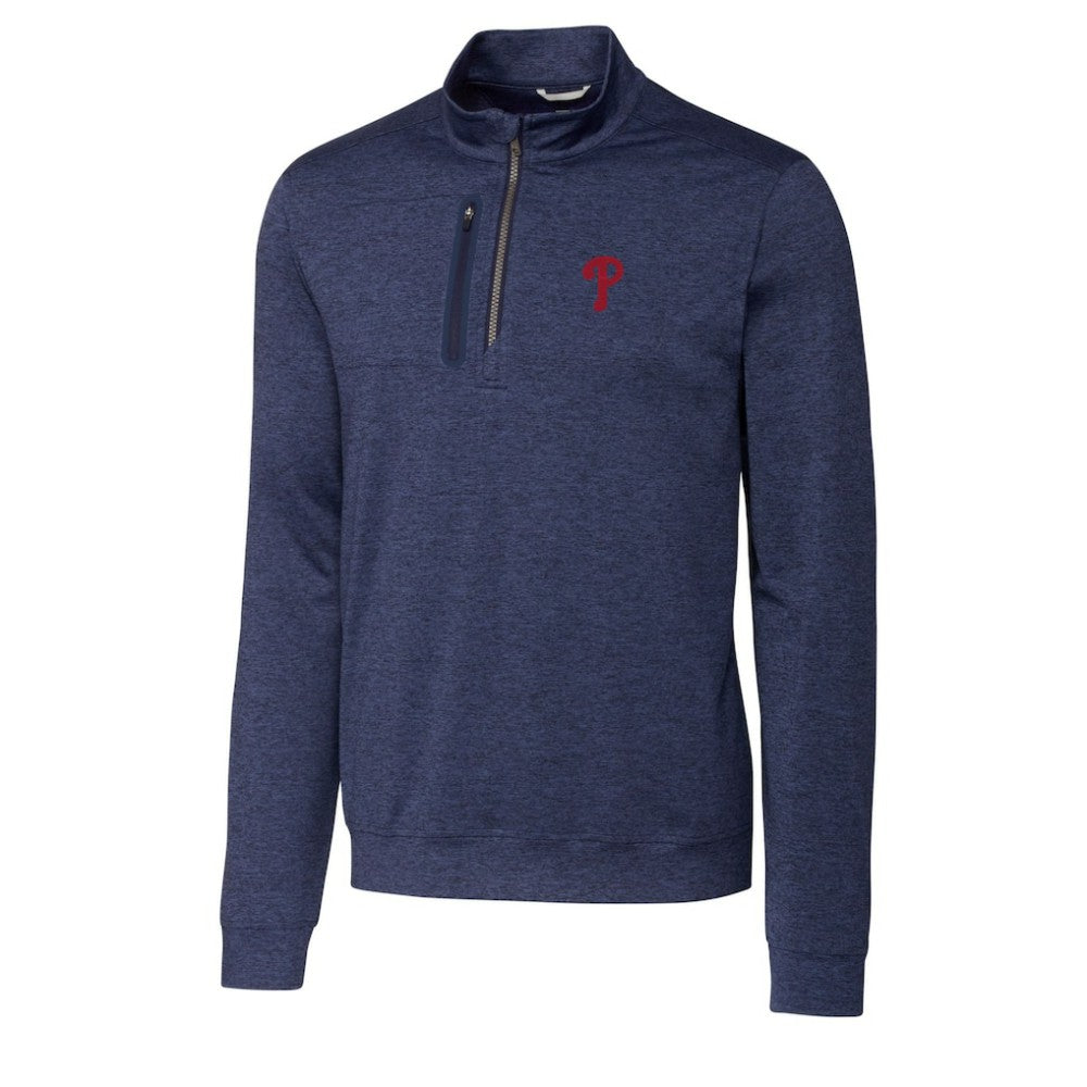 Philadelphia Phillies Cutter & Buck Stealth Heathered Quarter-Zip Pullover Top | MLB Near me