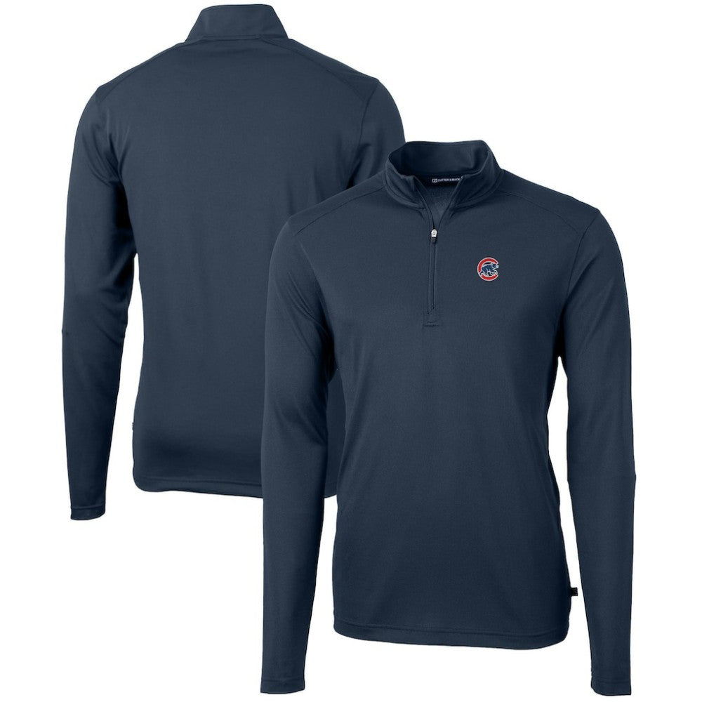 Chicago Cubs Cutter & Buck Virtue Eco Pique Recycled Quarter-Zip Pullover Top | MLB Outlet