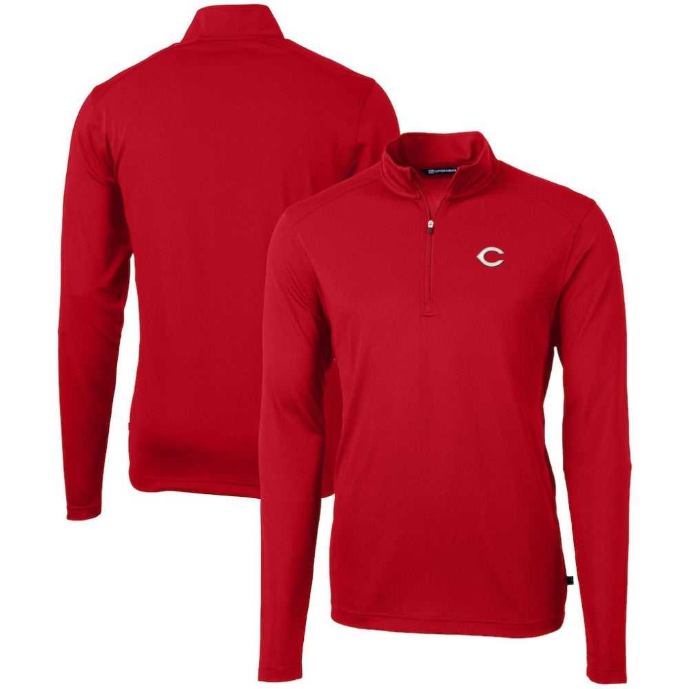 Cincinnati Reds Cutter & Buck Virtue Eco Pique Recycled Quarter-Zip Pullover Top | MLB Discount
