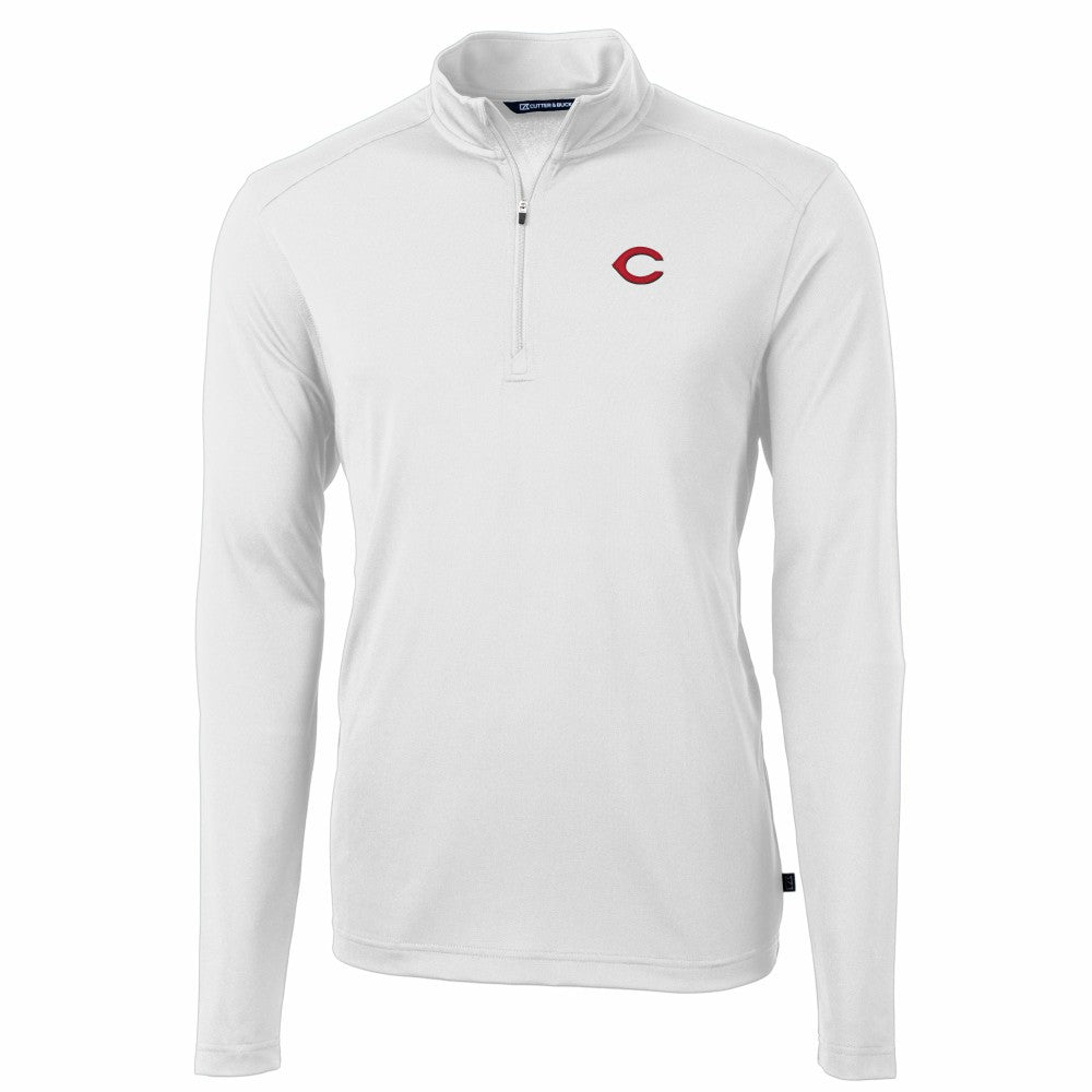 Cincinnati Reds Cutter & Buck Virtue Eco Pique Recycled Quarter-Zip Pullover Top | MLB Sale