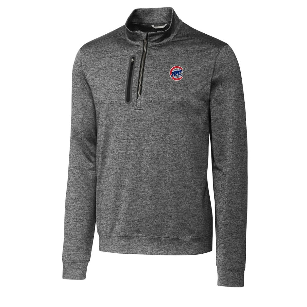 Chicago Cubs Cutter & Buck Stealth Heathered Quarter-Zip Pullover Top | MLB Discount