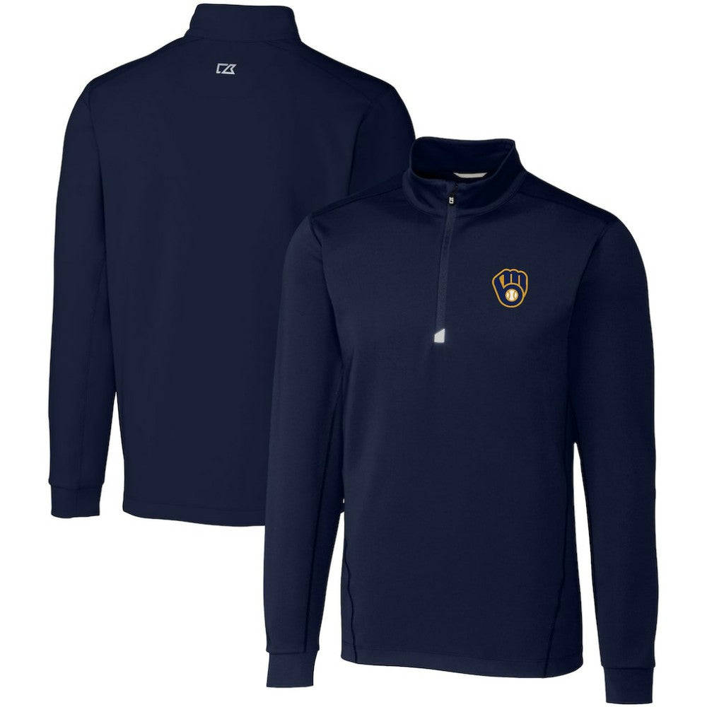 Milwaukee Brewers Cutter & Buck Big & Tall Traverse Stretch Quarter-Zip Pullover Top | MLB Discount
