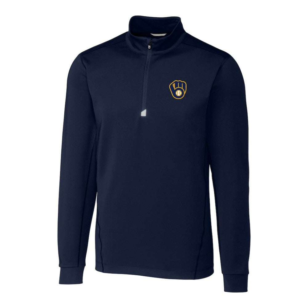 Milwaukee Brewers Cutter & Buck Big & Tall Traverse Stretch Quarter-Zip Pullover Top | MLB Discount