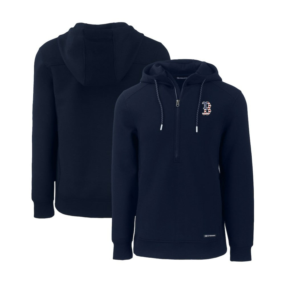 Boston Red Sox Cutter & Buck Stars & Stripes Roam Eco Half-Zip Recycled Pullover Hoodie | MLB Shop