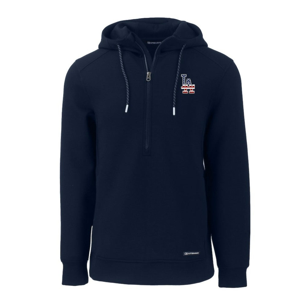 Los Angeles Dodgers Cutter & Buck Stars & Stripes Roam Eco Half-Zip Recycled Pullover Hoodie | MLB Outlet