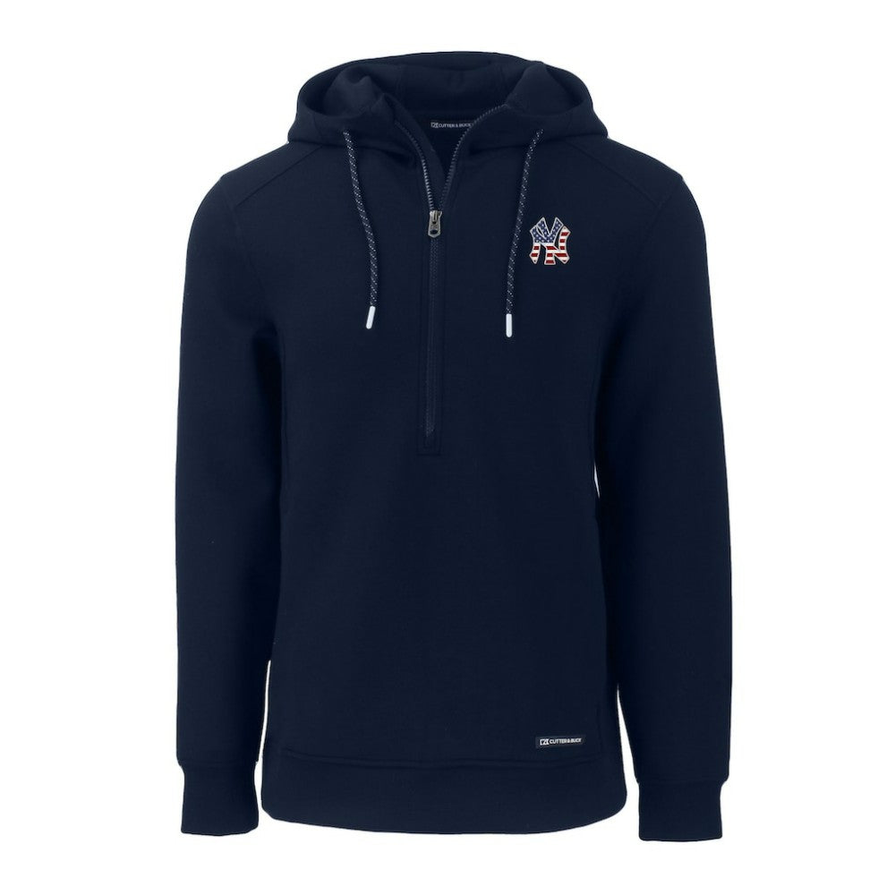 New York Yankees Cutter & Buck Stars & Stripes Roam Eco Half-Zip Recycled Pullover Hoodie | MLB Outlet