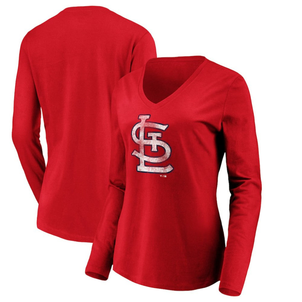 St. Louis Cardinals Women's Team Long Sleeve V-Neck T-Shirt | MLB Discount