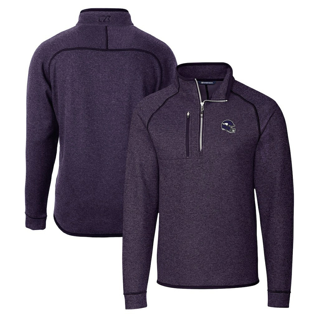 Minnesota Vikings  Cutter & Buck Helmet Mainsail Sweater-Knit Half-Zip Pullover Jacket